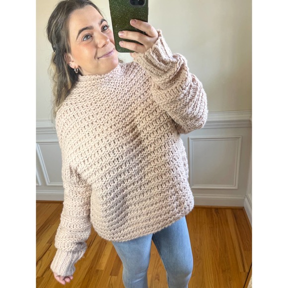 Free People Sweaters - EEUC Free People Mauve Mock Neck Crochet Pullover